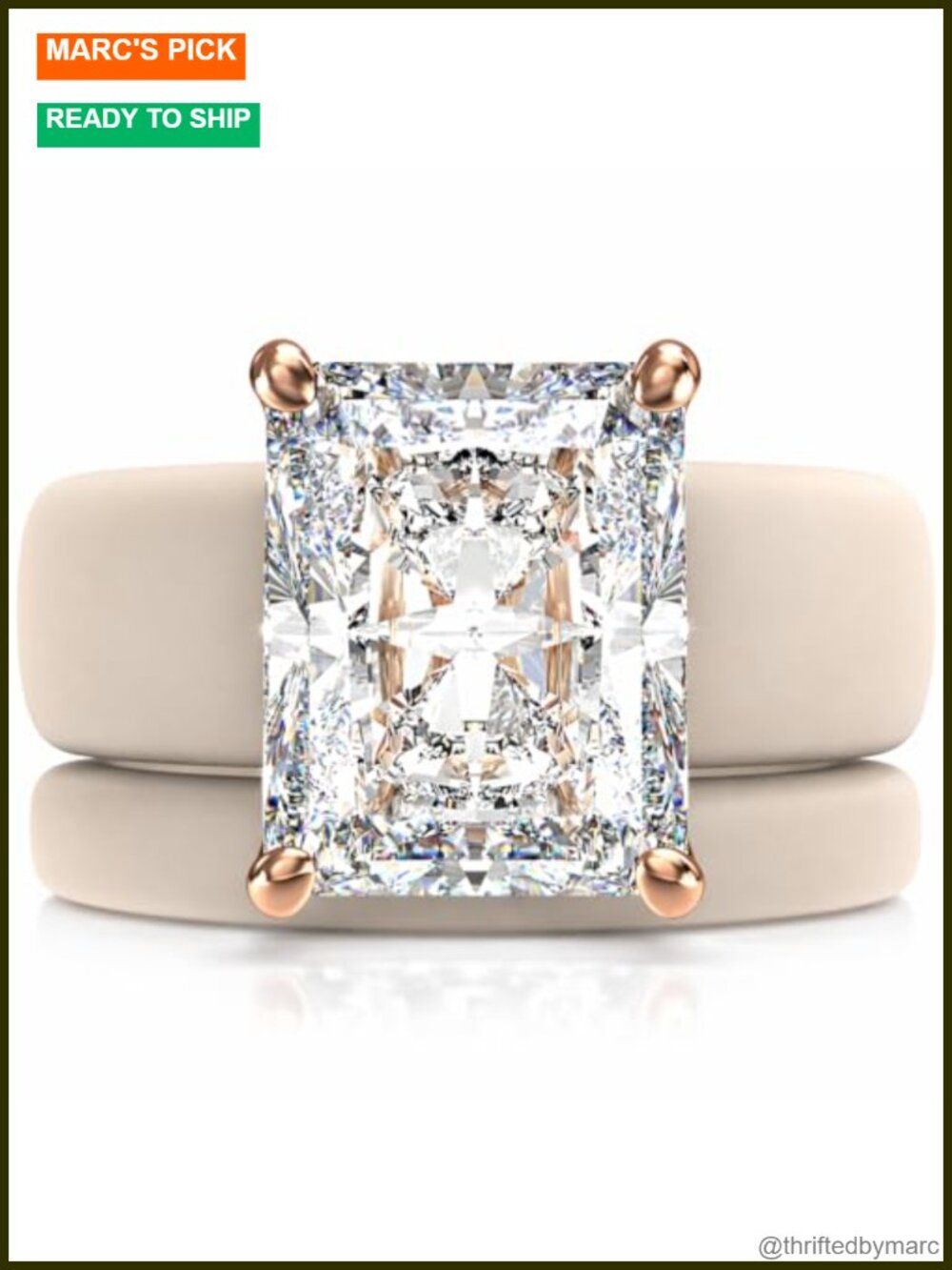 Silicone Ring Set with Emerald Cut CZ & Stackable Band for Active Women